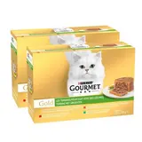 Purina - Gourmet Gold Boites Terrines avec des Légumes 4 variétés pour chat, Lot de 2 - 12x85g