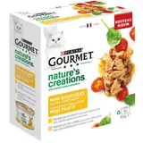Purina - Gourmet Nature's Creation Boites Mini Bouchées Coffret de Volaille 2 Variétés pour chat, 8x85g