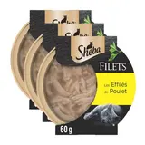 Sheba - Filets Barquette Effilés de Poulet pour Chat Adulte, Lot de 3x60g