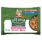 Affinity - Ultima Sachets Sélection Thon et Saumon Bien-Être Digestif pour chat Chat Stérilisé, 4x70g
