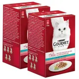 Purina - Gourmet Mon Petit Sachets Sélection aux Poissons (Thon, Saumon et Truite) pour chat, Lot de 2x6x50g