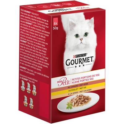 Purina - Gourmet Mon Petit Sachets Sélection à la Volaille (Dinde, Canard et Poulet) pour chat, 6x50g