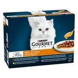 Purina - Gourmet Perle Sachets Régal de sauces Boeuf, Poulet, Thon, Saumon pour chat, 12x85g