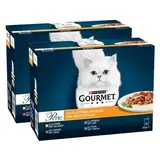 Purina - Gourmet Perle Sachets en Sauce Filettines Dinde, Agneau, Canard, Thon pour chat, Lot de 2 - 12x85g