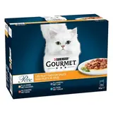 Purina - Gourmet Perle Sachets en Sauce Filettines Dinde, Agneau, Canard, Thon pour chat, 12x85g