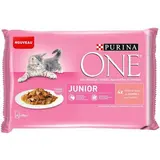 Purina - One Sachets en sauce Effilés Saumon pour chaton, 4x85g