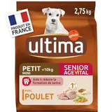 Affinity - Ultima Croquettes Poulet AgeVital+8 Aide à réduire la formation de tartre pour petit chien senior, 2,75kg