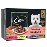 César Sachets en Sauce Sélection 4 variétés pour chien adulte, 12x100g