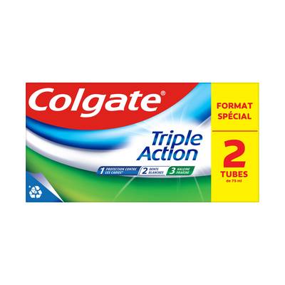 Colgate Dentifrice Triple Action Fraîcheur, 2x75ml
