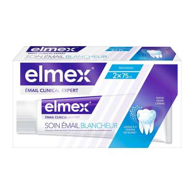 Elmex Dentifrice soin émail blancheur Clinical Expert, 2 x 75ml