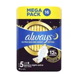 Always Serviettes hygiéniques Secure Night Extra (T5) Avec Ailettes, 16 serviettes