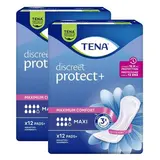 Tena Lady Serviettes incontinence maxi, Lot de 2x12 serviettes