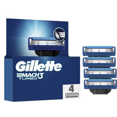 Gillette Mach3 Lames pour rasoir turbo 3D, 4 lames