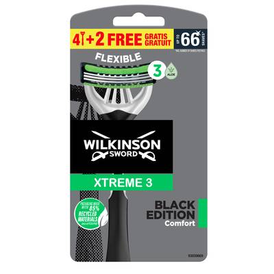Wilkinson Rasoirs Jetables Xtreme 3 Black, 6 rasoirs