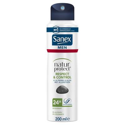 Sanex Men Déodorant spray 48h Natur Protect à la pierre d'Alun, 200ml