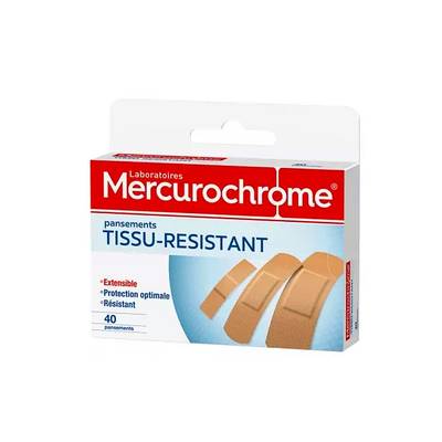 Mercurochrome Pansements tissu-résistants multi-taille, 40 pansements