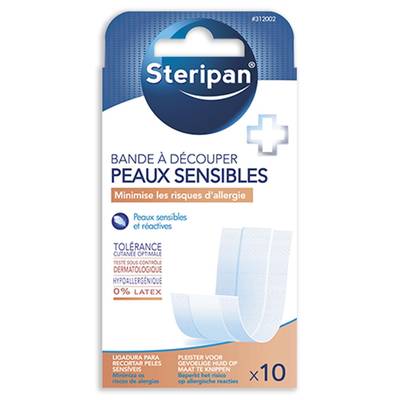 Steripan Bande Prédécoupée Peau Sensible 10x6 cm, 10 bandes