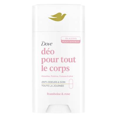 Dove Déodorant Stick Pour tout le Corps 0% Alcool Framboise et Rose, 75ml