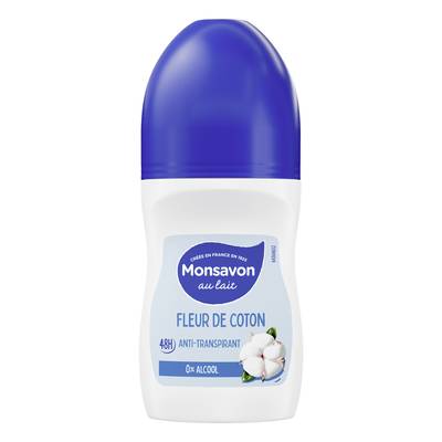 Monsavon Déodorant bille fleur de coton, 50ml