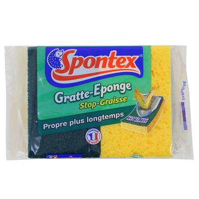 Spontex Gratte Éponges - Stop graisse, 2 pièces