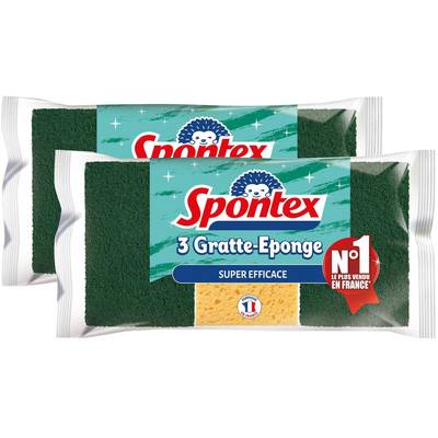 Spontex Éponges grattantes gratte éponge, Lot de 2x3 pièces