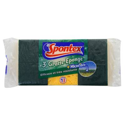 Spontex Éponges gratte eponge + microfibre, 3 pièces