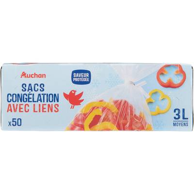 Auchan Sac de congélation lien 3L, 50 pièces