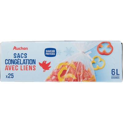Auchan Sac de congélation lien 6L, 25 pièces