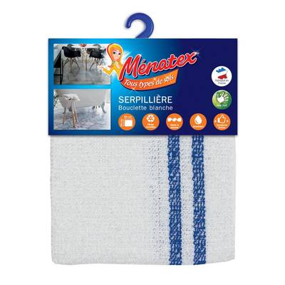 Ménatex Serpillière bouclette blanche, 50 x 60 cm