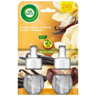 Air Wick Désodorisant Recharge Diffuseur Huile Essentielle Vanille et Beurre Karité, 2 x 19 ml