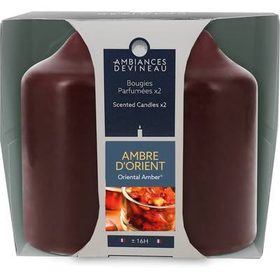 Ambiances Devineau 2 bougies cylindrique Ambre d'Orient, 8,5 cm