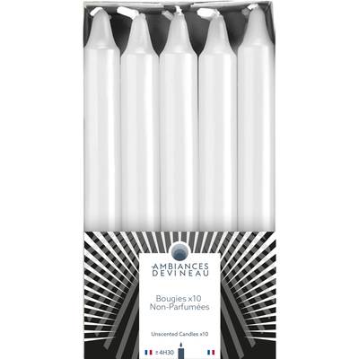 Ambiances Devineau Bougies de table blanches, 10 bougies