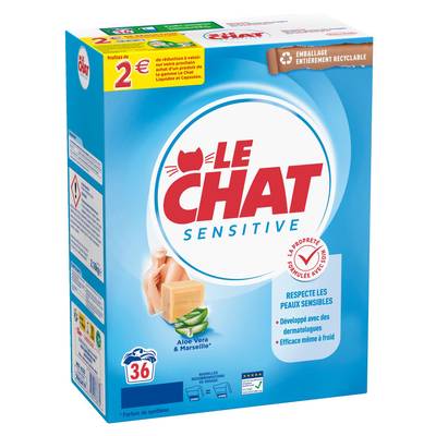 Le Chat Lessive en poudre sensitive, 2,35kg