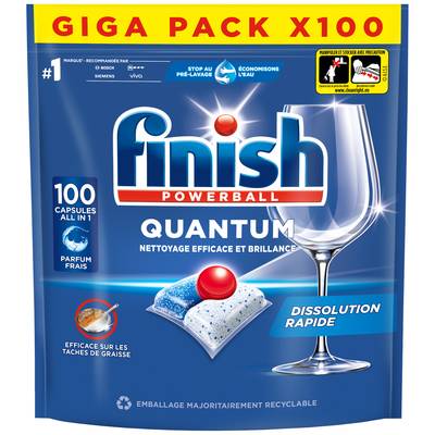 Finish Capsules Lave-vaisselle Quantum Powerball All in One, 100 capsules