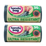 Handy Bag Sacs poubelle 50L avec poignées coulissantes - Ultra Résistant, Lot de 2x10 sacs de 50L