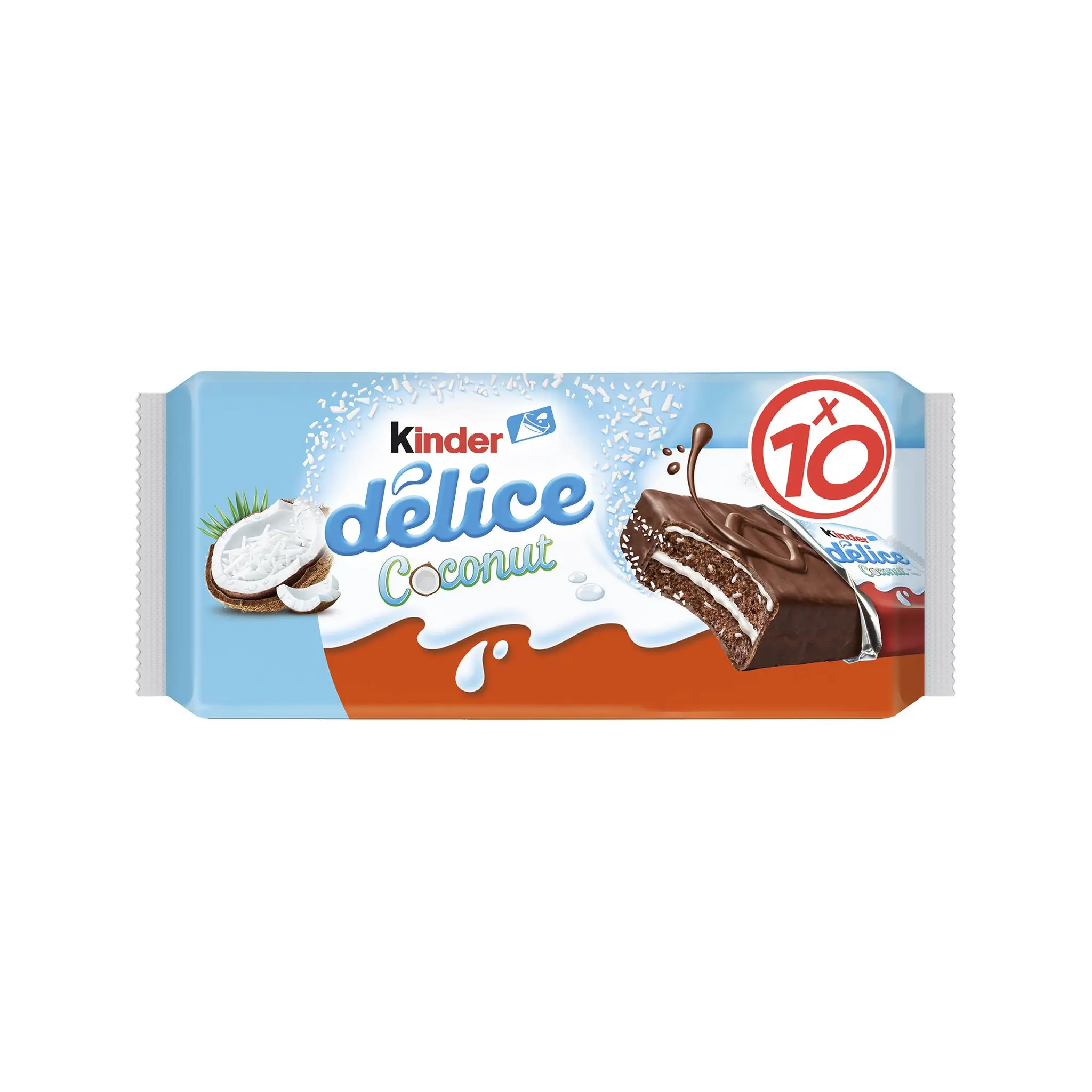 KINDER Délice Coconut Gâteaux noix de coco enrobés de chocolat sachets individuels