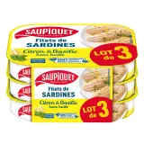 SAUPIQUET Filets de sardines citron basilic sans huile