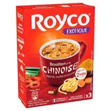 Royco Soupe Bouillon à la chinoise- Légumes, Nouilles chinoise et curcuma instantanée en sachet individuel, 47.7g