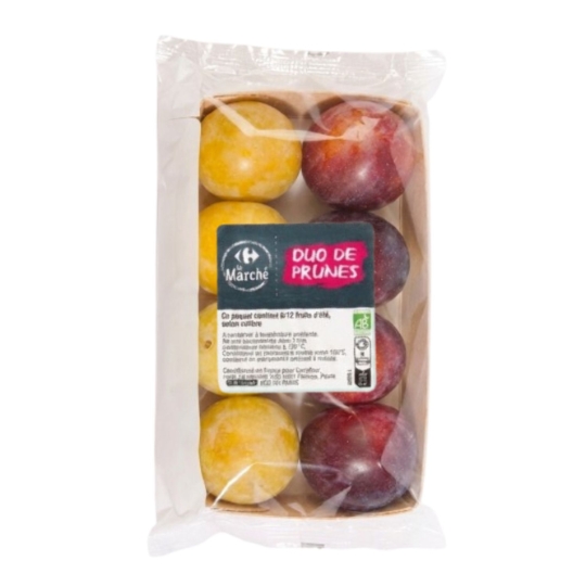 Prunes Duo Rouge et Jaune CARREFOUR LE MARCHE