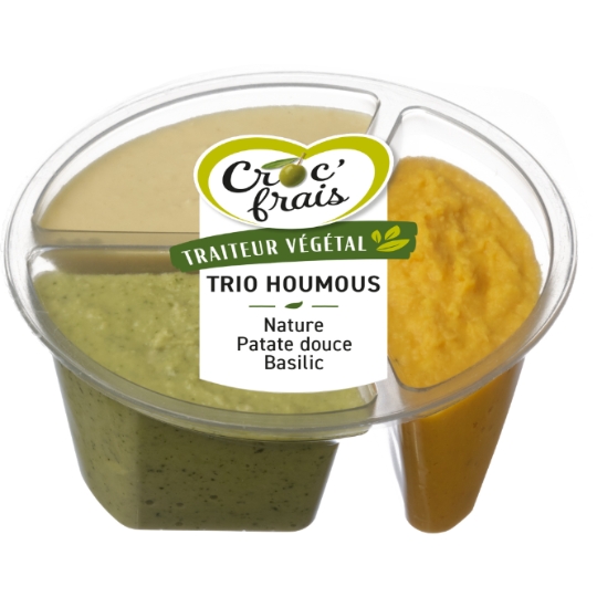 Houmous Trio Nature, Patate Douce et Basilic CROC' FRAIS