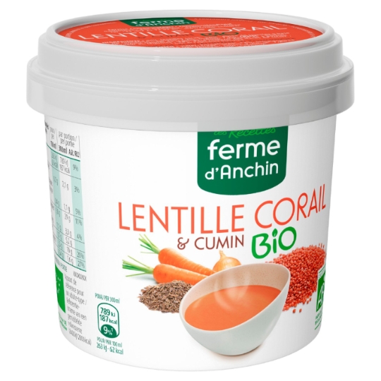 Soupe Bio lentille corail et cumin FERME D'ANCHIN
