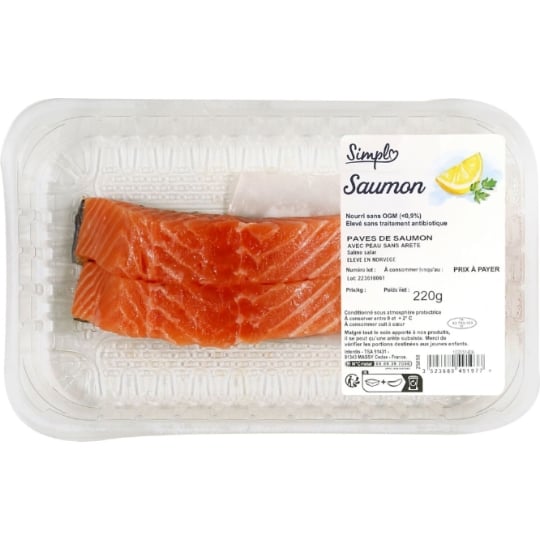 Pavés de Saumon Avec Peau Sans Arête SIMPL