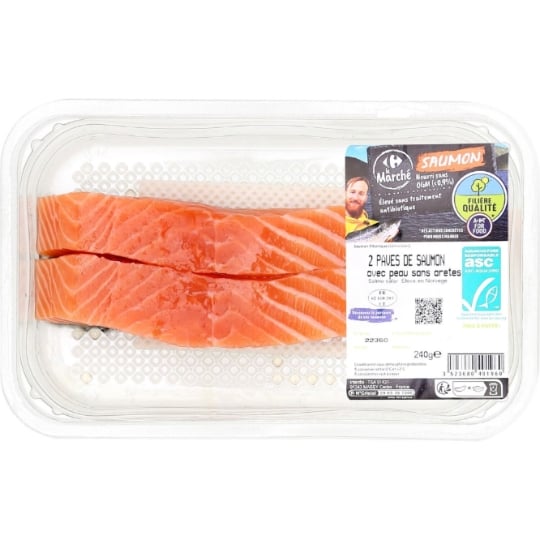 Pavés de Saumon ASC Avec Peau Sans Arêtes FILIERE QUALITE CARREFOUR