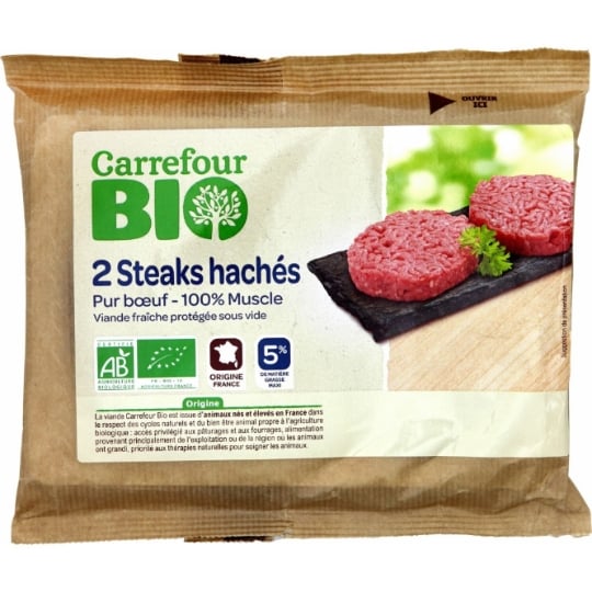 Steaks Hachés Bœuf 5% MG CARREFOUR BIO