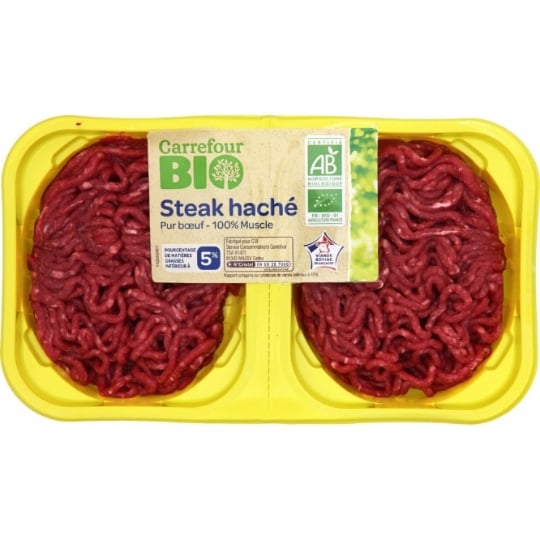 Steaks Hachés Pur Bœuf 5% MG CARREFOUR BIO