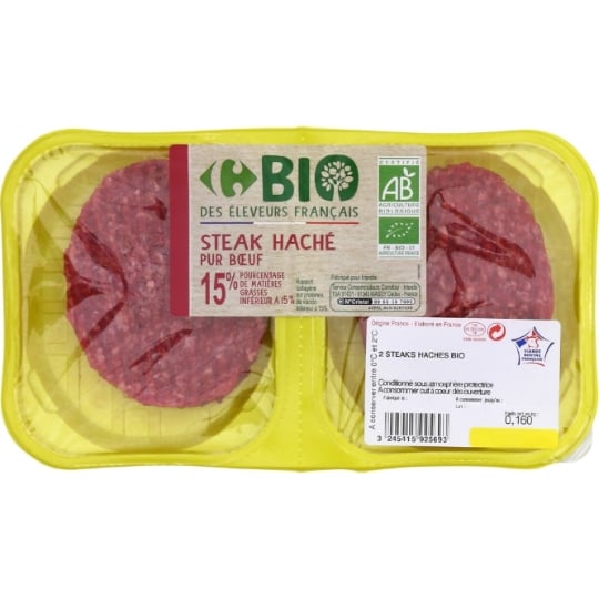 Steaks Hachés 15% MG Bio CARREFOUR BIO