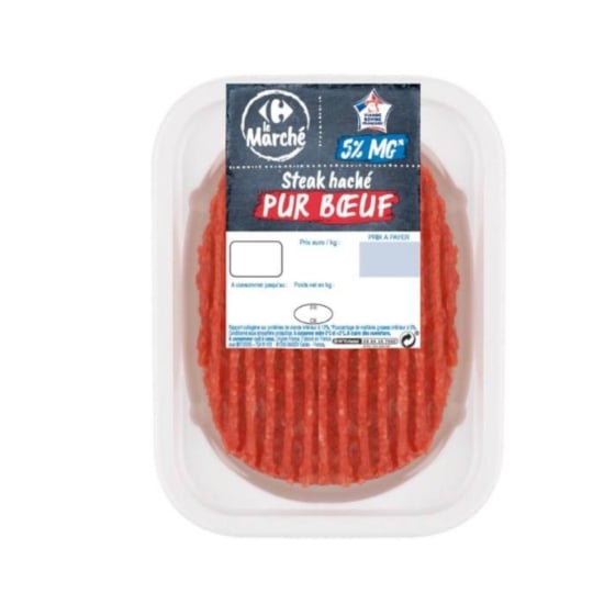 Steak Haché Pur Bœuf 5% MG CARREFOUR LE MARCHE