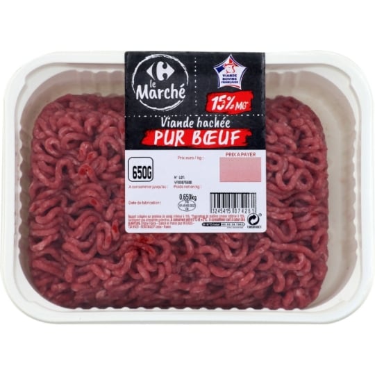 Viande Hachée Pur Bœuf 15% MG CARREFOUR LE MARCHE