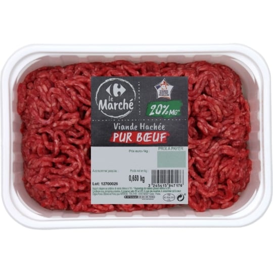 Viande Hachée Pur Bœuf 20% MG CARREFOUR LE MARCHE