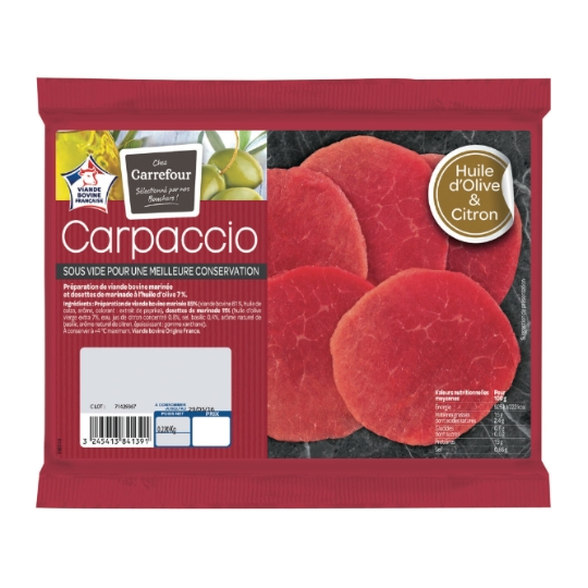 Carpaccio de Bœuf Huile Olive Citron